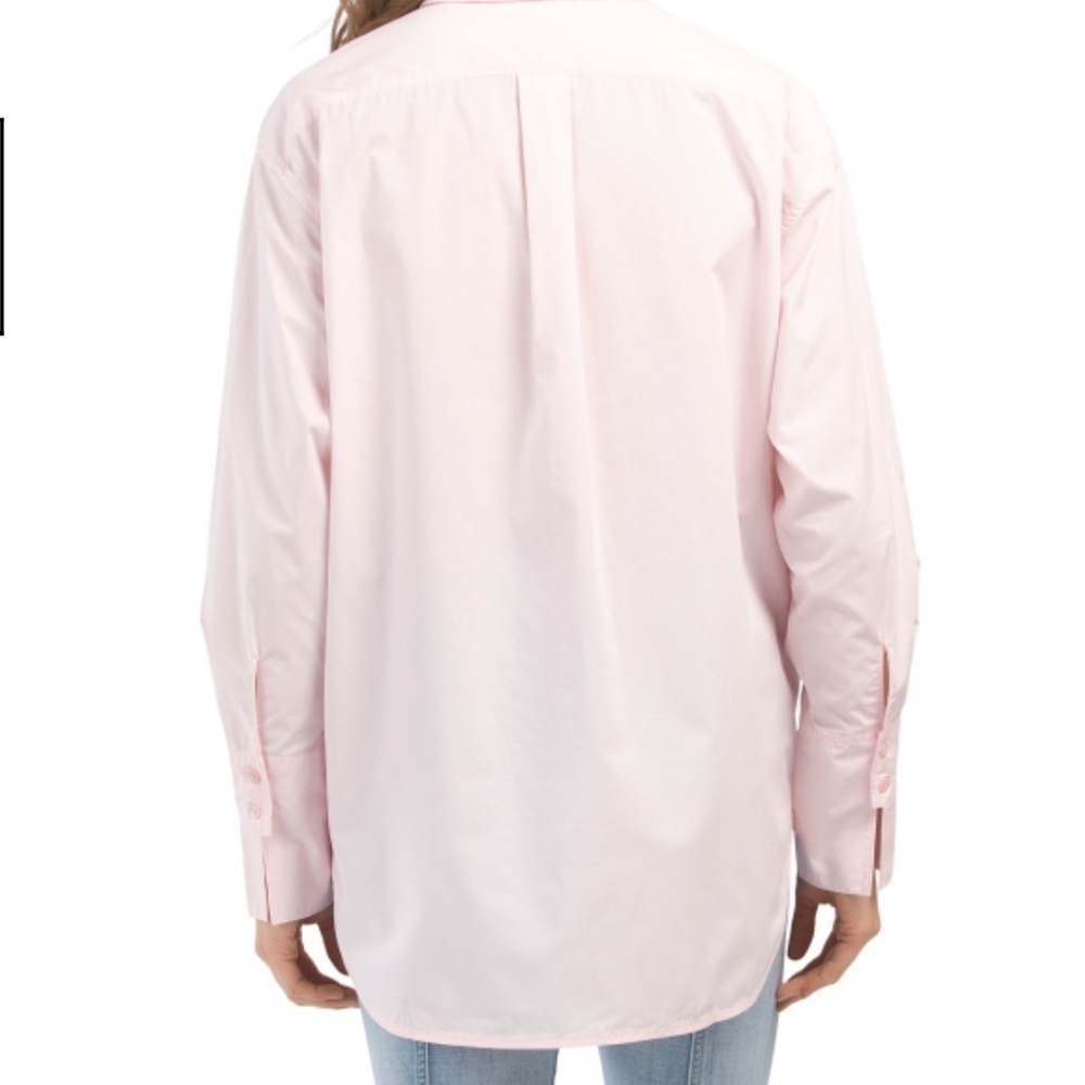 NWT REBECCA TAYLOR Button Front Light Pink Blouse oversized Cotton Size US XL - Picture 2 of 4